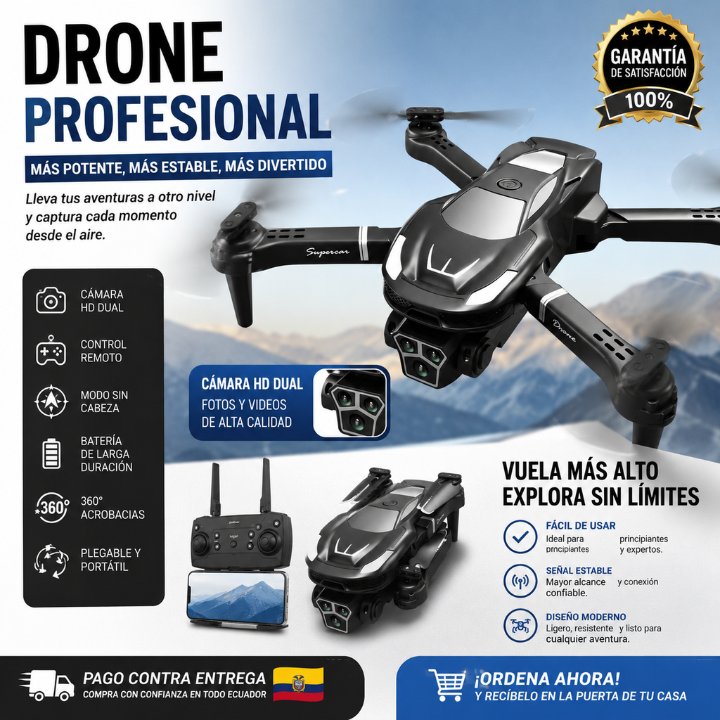 [OFERTA] - Dron E99 Max Sky Vision 4K + DOBLE BATERÍA + CONTROL PANTALLA CELULAR