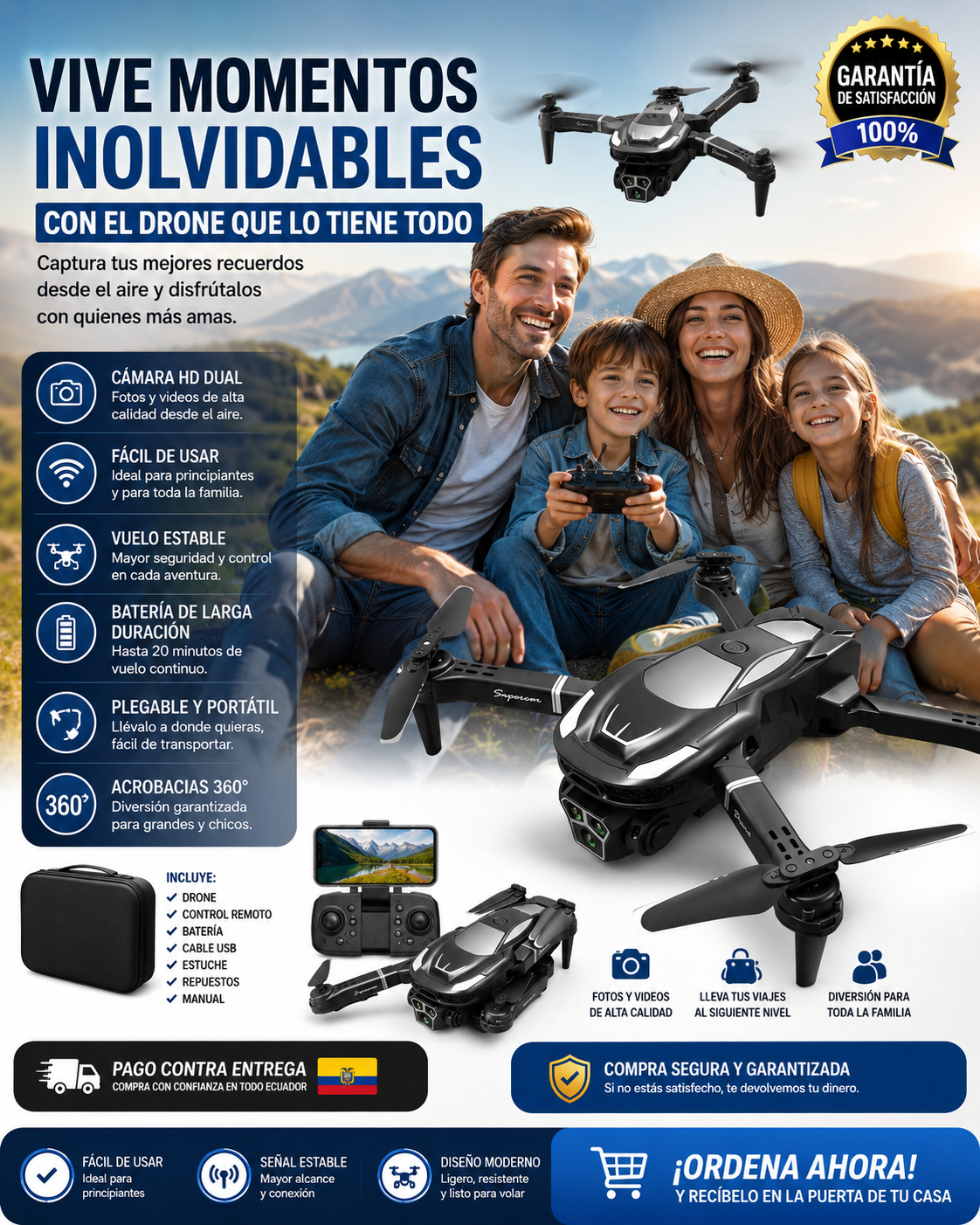 [OFERTA] - Dron E99 Max Sky Vision 4K + DOBLE BATERÍA + CONTROL PANTALLA CELULAR